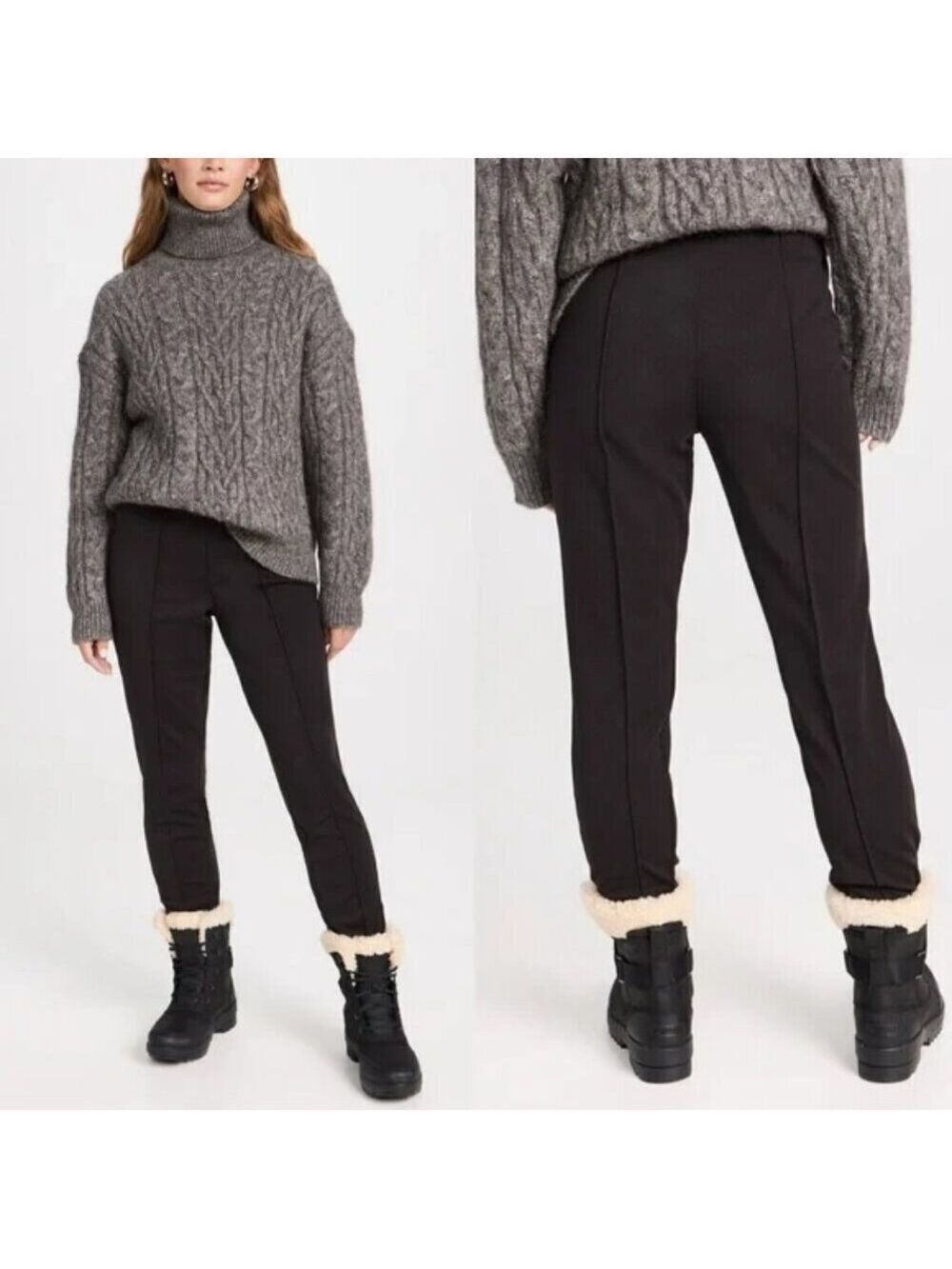 Sweaty Betty Black Off Piste Stirrup Fleece Lined Ski Leggings Pants Size Small